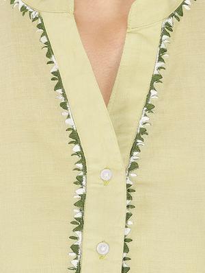 green embroidered straight kurta - 16753107 - Standard Image - 4