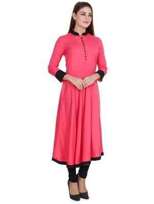 contrast solid flared kurta - 16753111 - Standard Image - 2