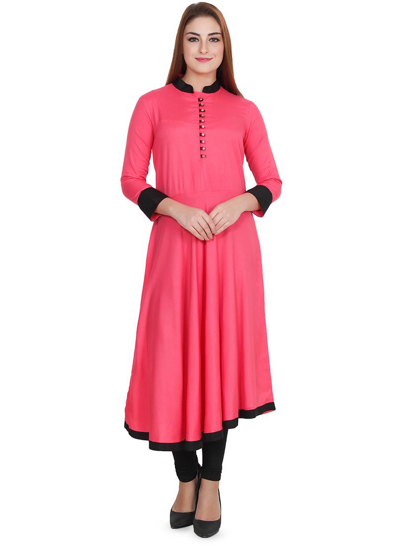 contrast solid flared kurta - 16753111 - Zoom Image - 1