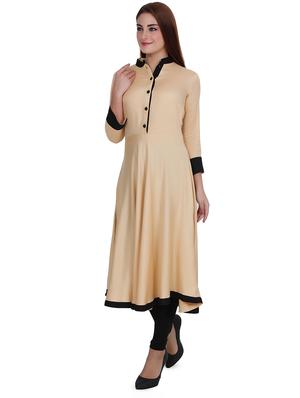 contrast solid flared kurta - 16753112 - Standard Image - 2