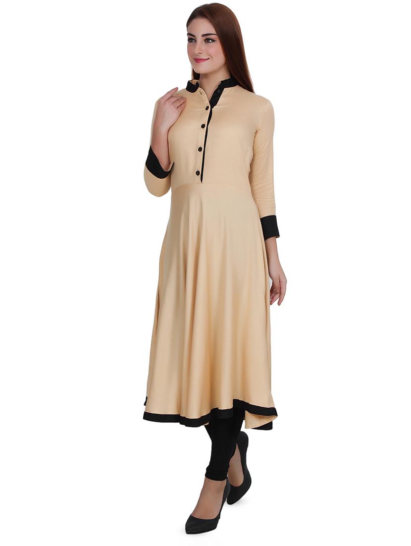 contrast solid flared kurta - 16753112 - Zoom Image - 2