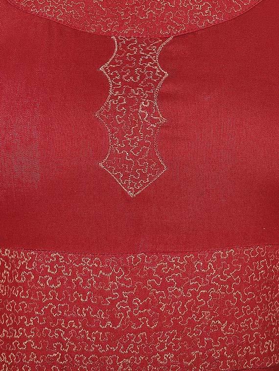 red embroidered asymmetrical flared kurta - 16753194 - Zoom Image - 4