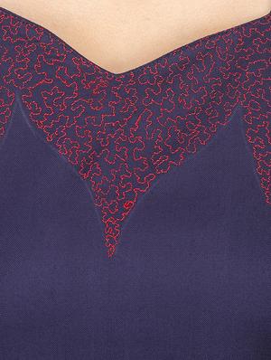 navy blue embroidered straight kurta - 16753197 - Standard Image - 4