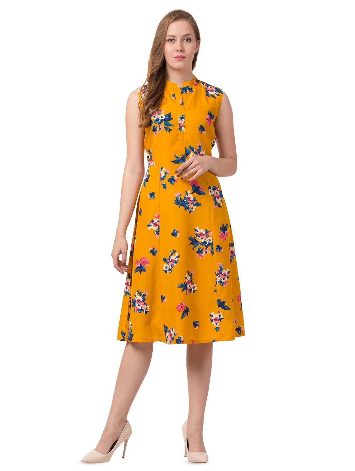 mandarin neck floral a-line dress - 16753348 - Zoom Image - 1