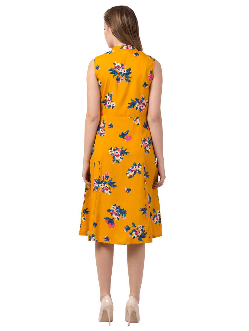 mandarin neck floral a-line dress - 16753348 - Zoom Image - 3