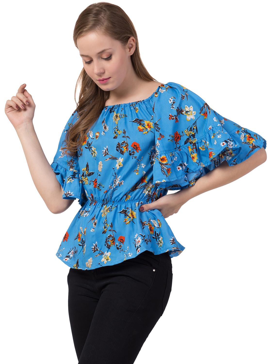 off shoulder floral blouson top - 16753355 - Zoom Image - 4