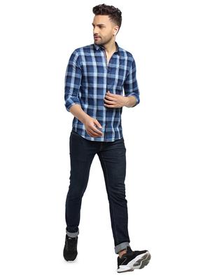 navy blue checkered casual shirt - 16753436 - Standard Image - 4