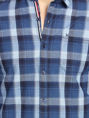 navy blue checkered casual shirt - 16753436 - Standard Image - 5