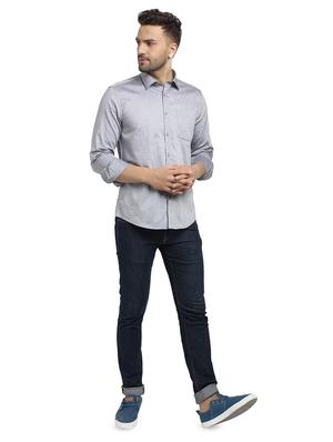 grey self design casual shirt - 16753444 - Standard Image - 4