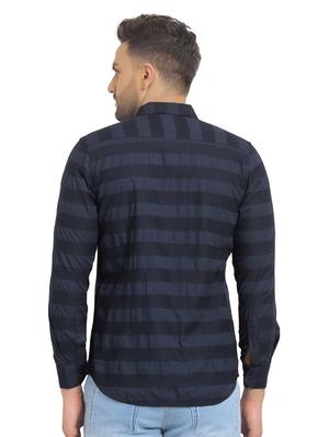 navy blue striped casual shirt - 16753450 - Standard Image - 3