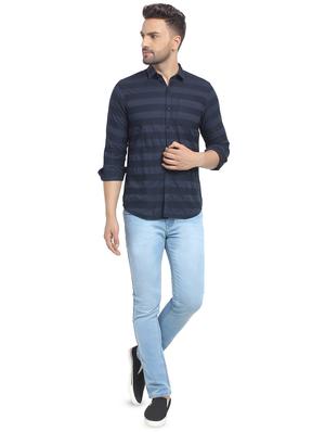 navy blue striped casual shirt - 16753450 - Standard Image - 4