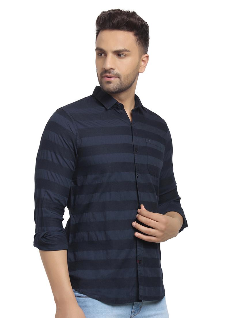 navy blue striped casual shirt - 16753450 - Zoom Image - 2