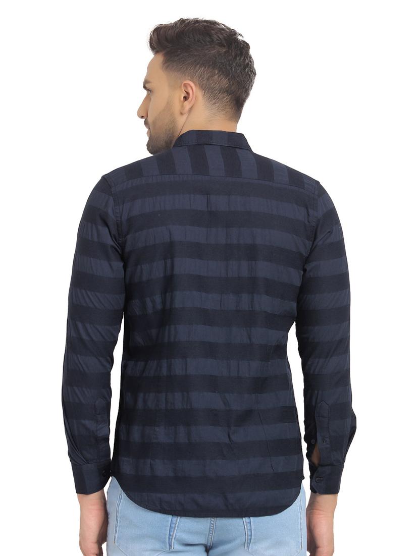 navy blue striped casual shirt - 16753450 - Zoom Image - 3