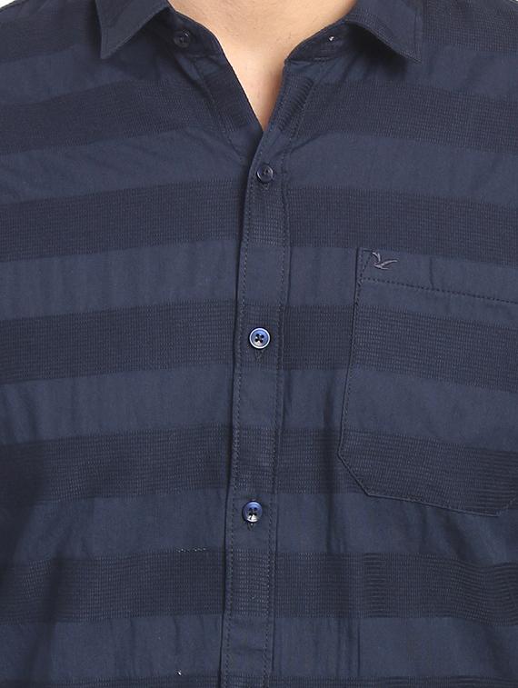 navy blue striped casual shirt - 16753450 - Zoom Image - 5