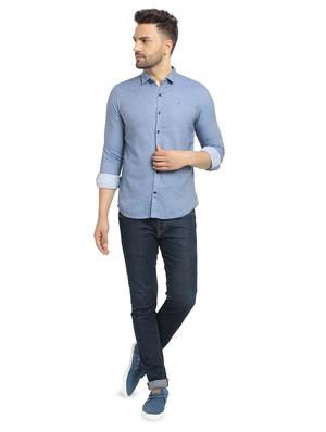 blue solid casual shirt - 16753453 - Standard Image - 4