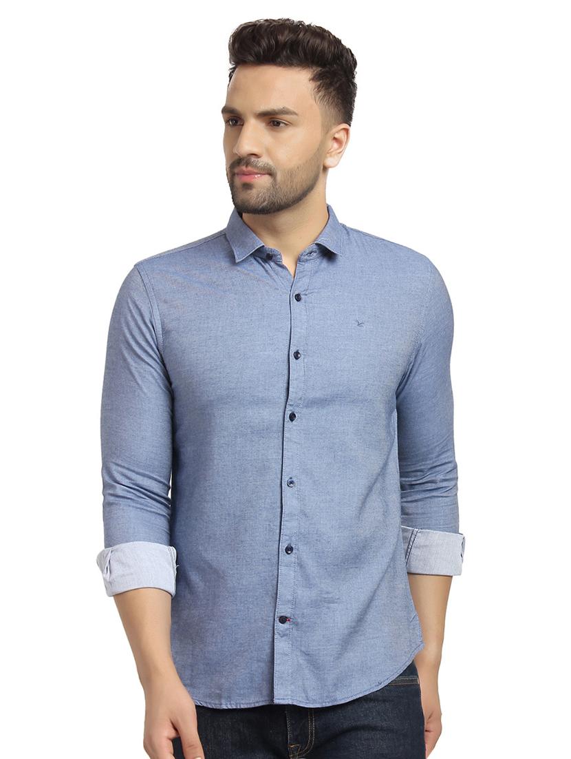 blue solid casual shirt - 16753453 - Zoom Image - 1