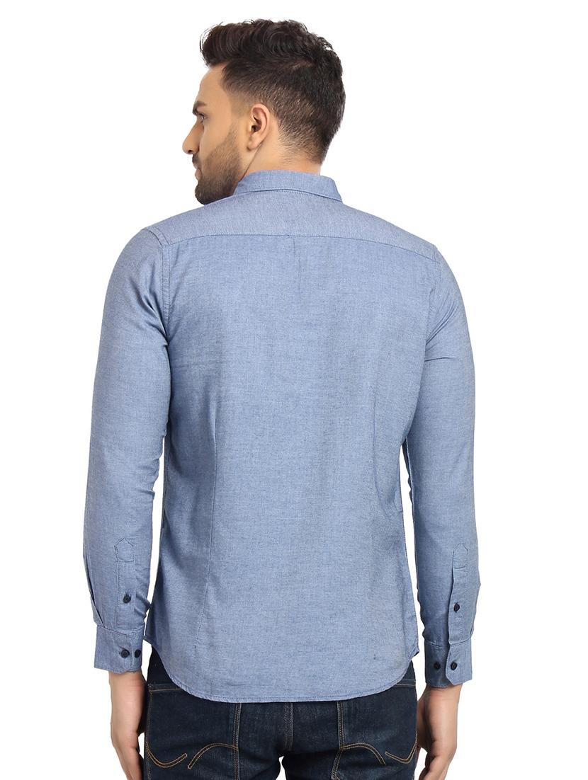 blue solid casual shirt - 16753453 - Zoom Image - 3