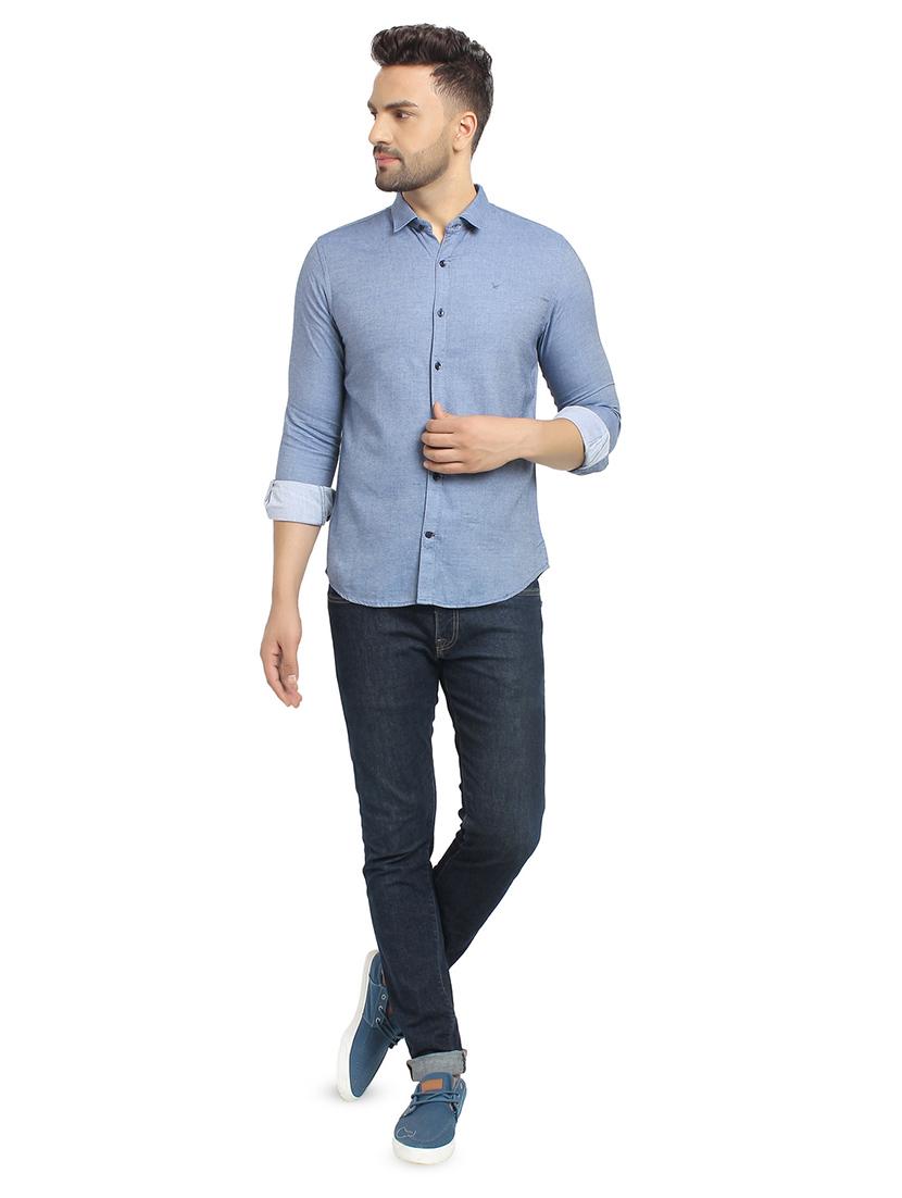 blue solid casual shirt - 16753453 - Zoom Image - 4