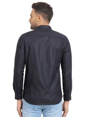 navy blue self design casual shirt - 16753455 - Standard Image - 3