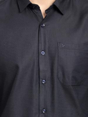 navy blue self design casual shirt - 16753455 - Standard Image - 5