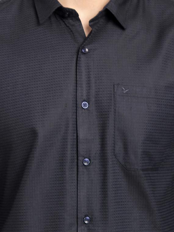 navy blue self design casual shirt - 16753455 - Zoom Image - 5