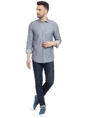 blue solid casual shirt - 16753467 - Standard Image - 4