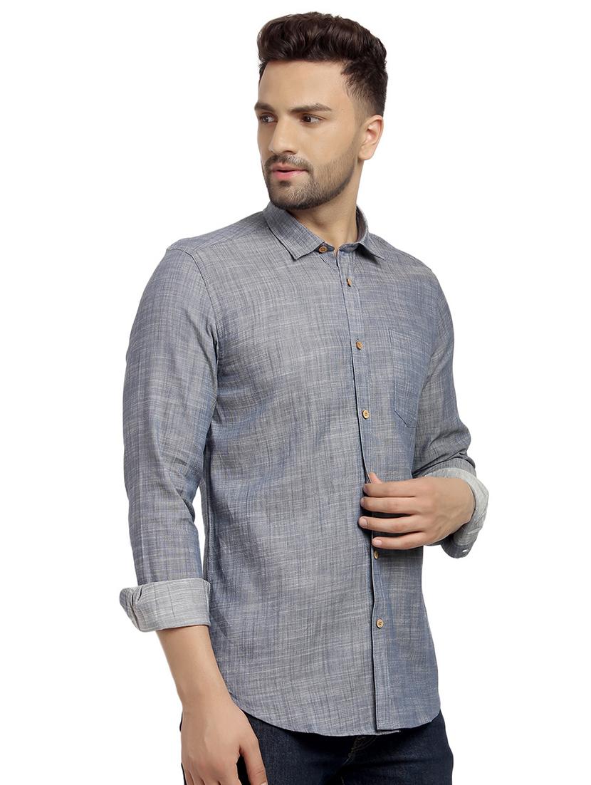 blue solid casual shirt - 16753467 - Zoom Image - 2