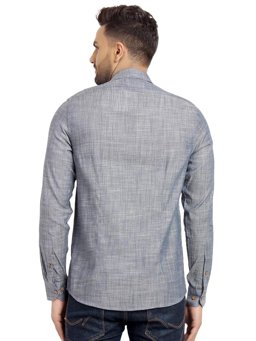 blue solid casual shirt - 16753467 - Zoom Image - 3