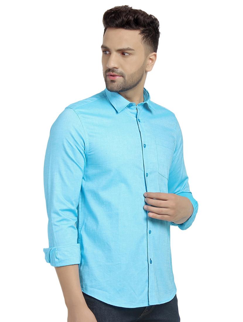 light blue solid casual shirt - 16753469 - Zoom Image - 2