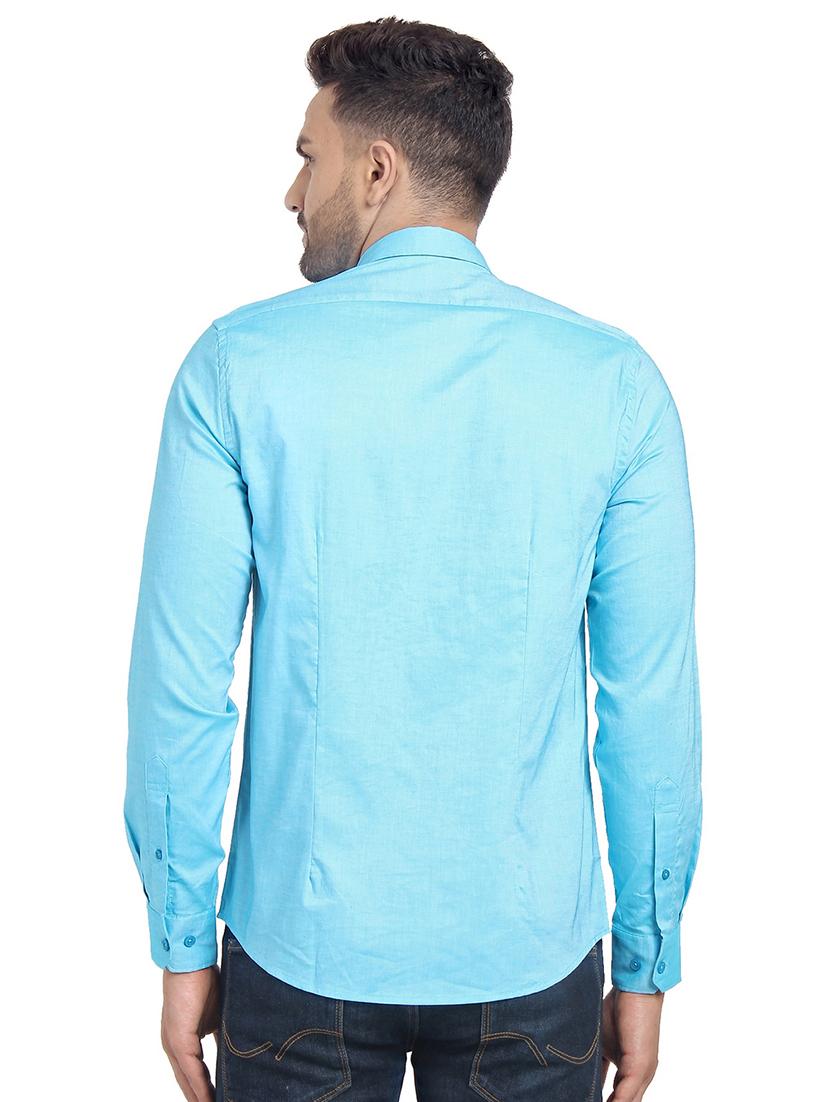 light blue solid casual shirt - 16753469 - Zoom Image - 3