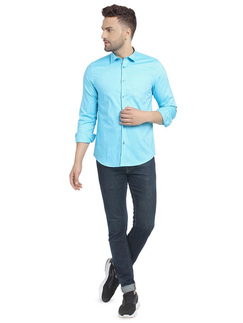 light blue solid casual shirt - 16753469 - Zoom Image - 4