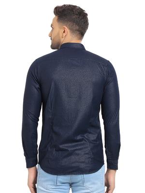 navy blue printed casual shirt - 16753483 - Standard Image - 3
