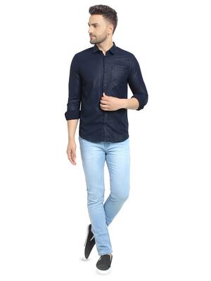 navy blue printed casual shirt - 16753483 - Standard Image - 4