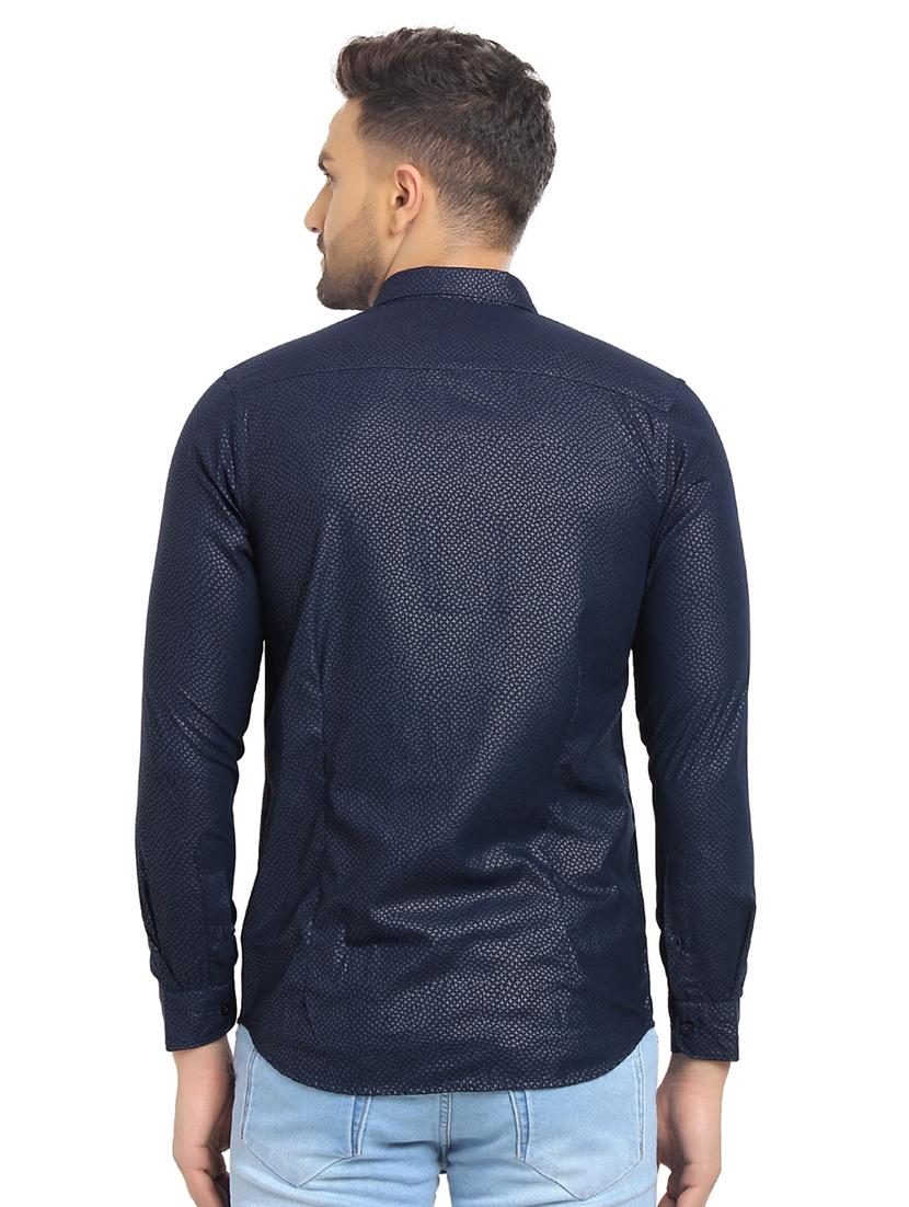 navy blue printed casual shirt - 16753483 - Zoom Image - 3