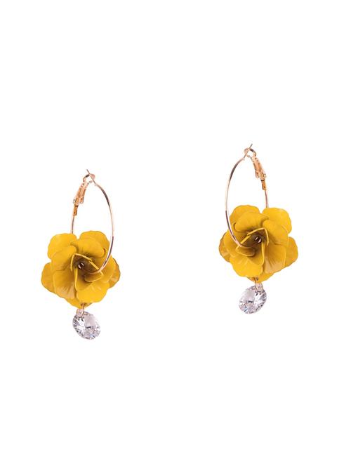 yellow metal drop earring - 16753492 - Standard Image - 1
