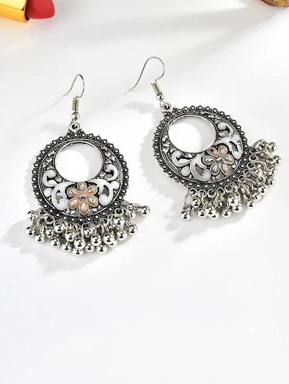 silver metal drop earring - 16753496 - Zoom Image - 1