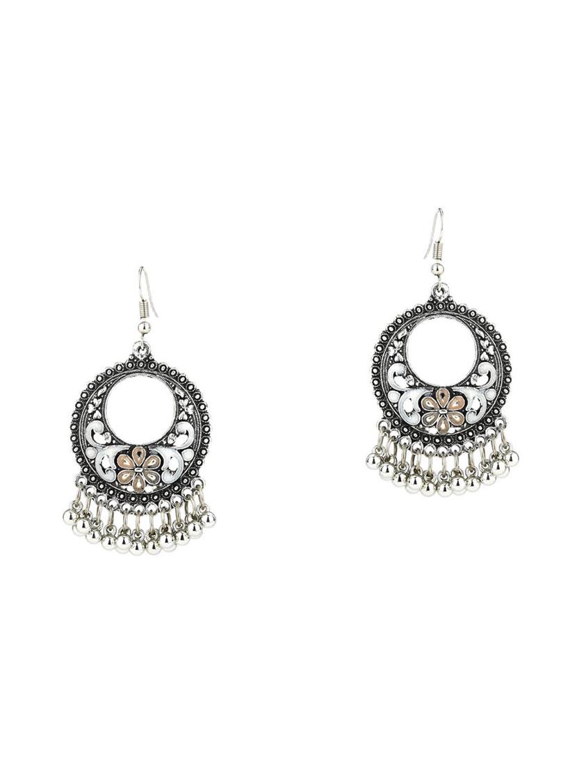 silver metal drop earring - 16753496 - Zoom Image - 2