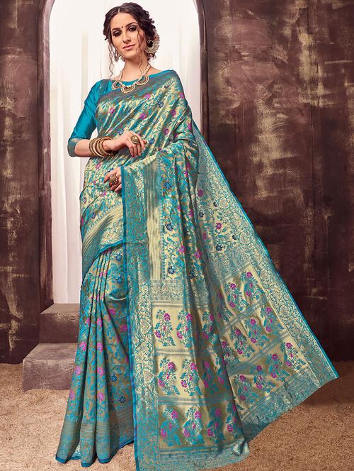 self-design printed saree with blouse - 16753497 - Standard Image - 1