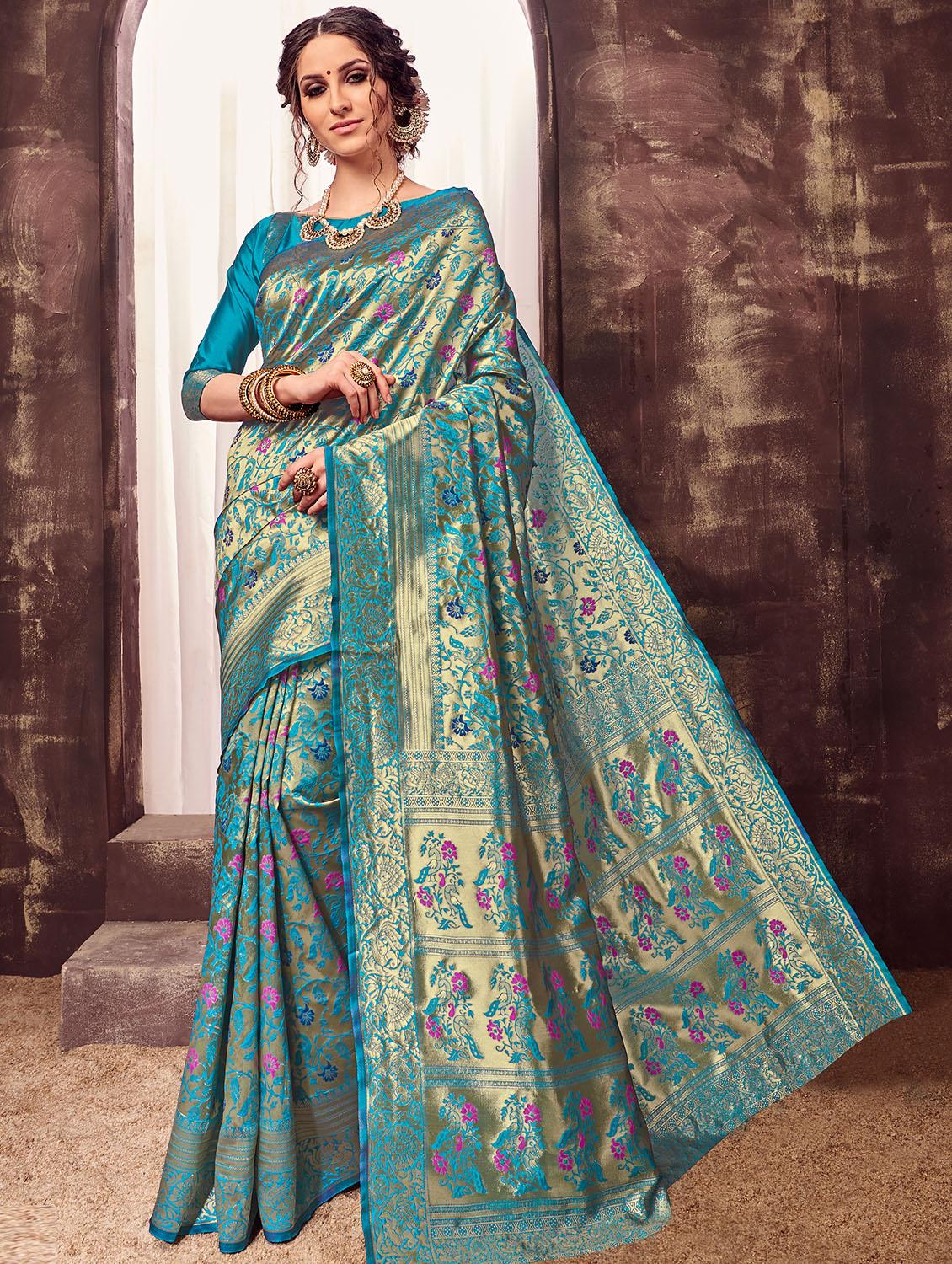 self-design printed saree with blouse - 16753497 - Zoom Image - 1