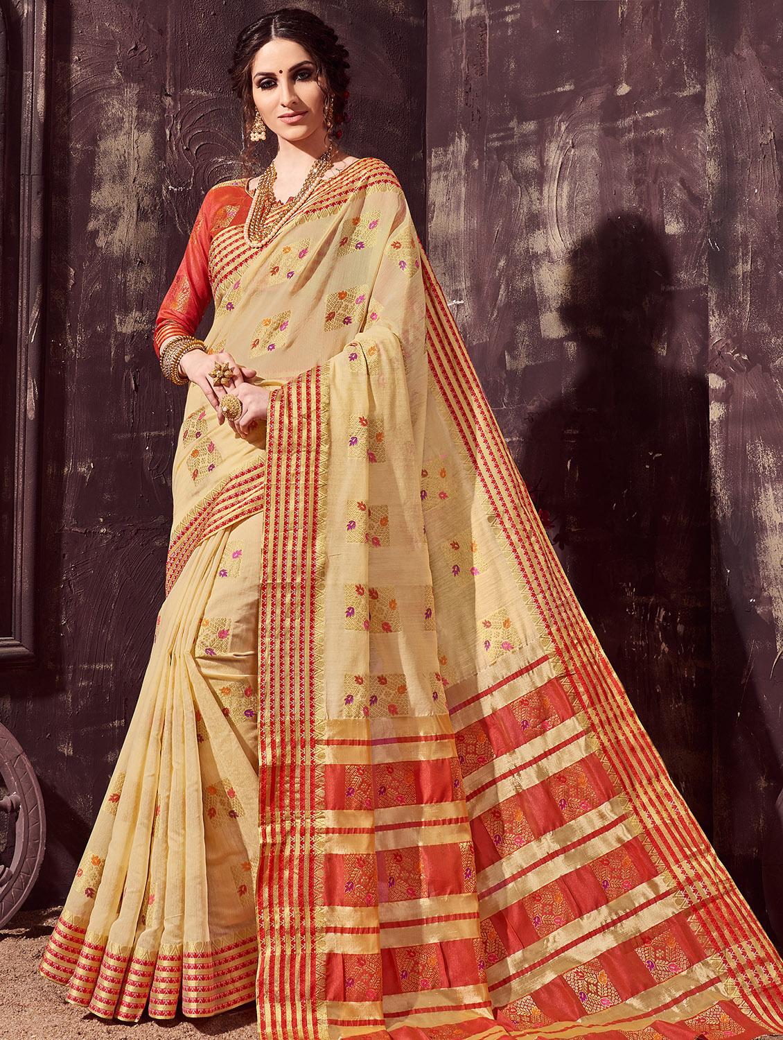 self-design woven saree with blouse - 16753501 - Zoom Image - 1