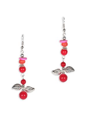 red silver drop earring - 16753527 - Standard Image - 2