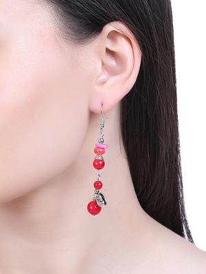 red silver drop earring - 16753527 - Standard Image - 4