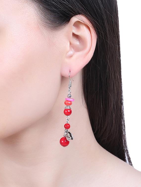 red silver drop earring - 16753527 - Zoom Image - 4