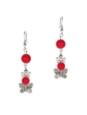 red silver drop earring - 16753528 - Standard Image - 2