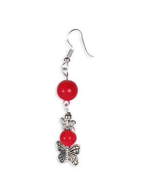 red silver drop earring - 16753528 - Standard Image - 3