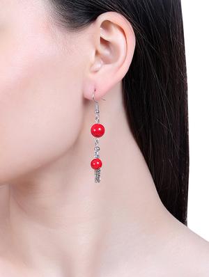 red silver drop earring - 16753528 - Standard Image - 4