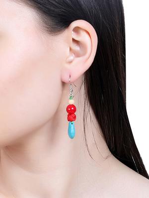 multi colored silver drop earring - 16753532 - Standard Image - 4
