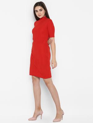 turtle neck solid sheath dress - 16754203 - Standard Image - 2