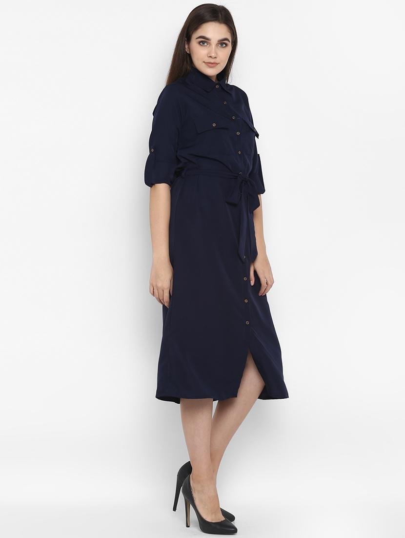 tie knot pocket detail shirt dress - 16754207 - Zoom Image - 2