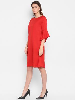 round neck bell sleeved a-line dress - 16754209 - Standard Image - 2
